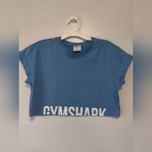 Gymshark women's fraction crop top size small coastal blue nwot